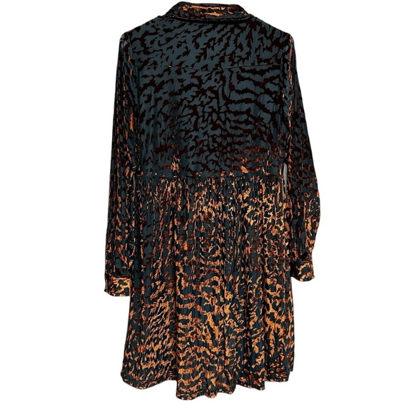 JODIFL ROMAN HOLIDAY ANIMAL PRINT VELVET BURNOUT SHIFT DRESS SIZE SMALL - Picture 4 of 9